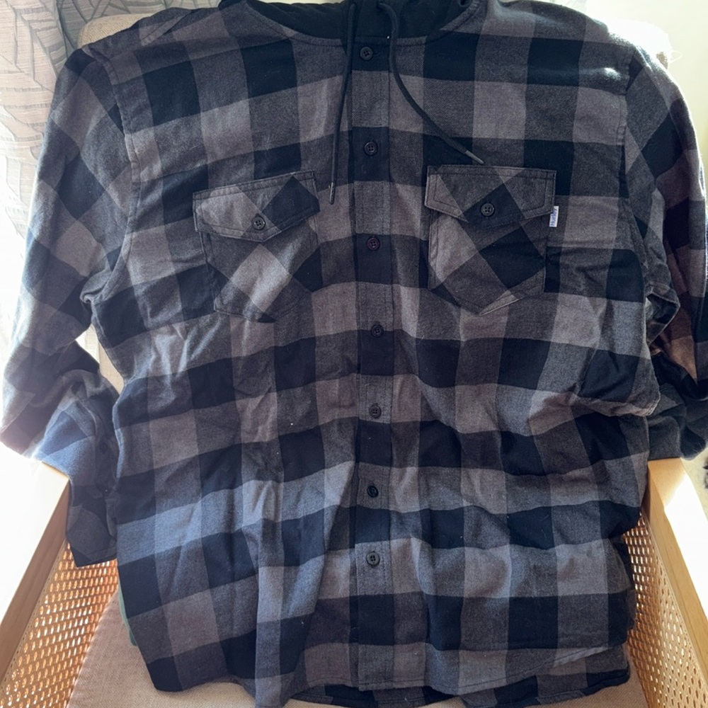 Mens HURLEY Hooded Flannel shirt, Sz Large